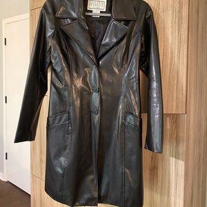 Black faux leather 3/4 length jacket